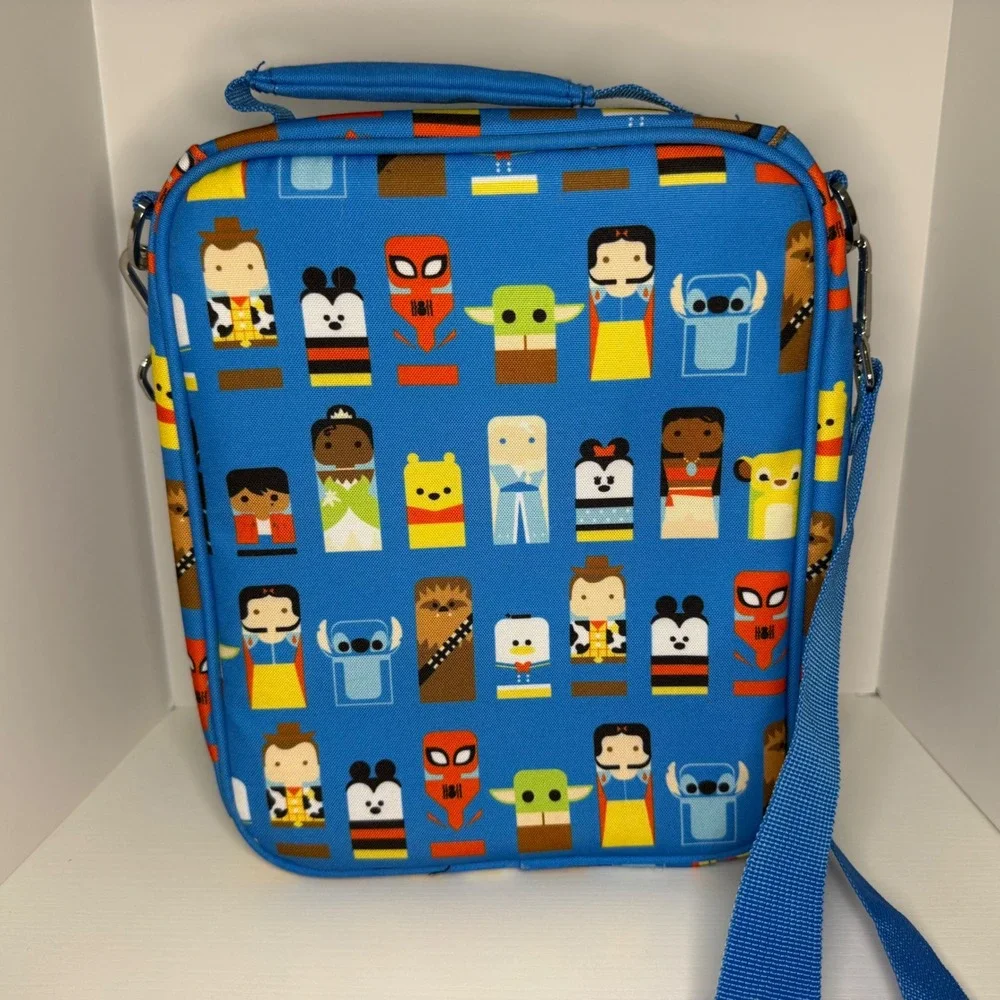 Disney Parks‎ Unified Character Print Insulated Lunch Bag Blue Crossbody Strap